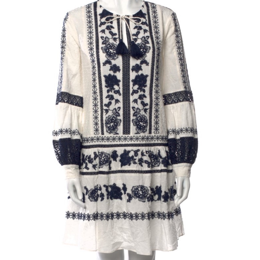 Tory Burch Gabriella White Embroidered Boho Dress